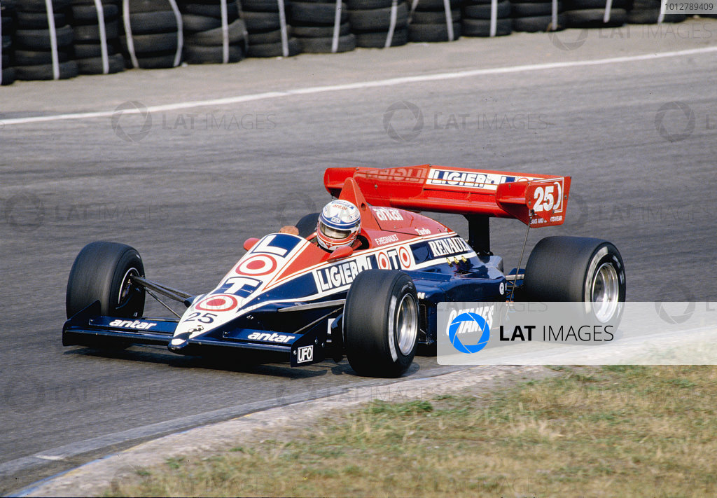Ligier Gitanes Renault Loto JS 23 signed by #25 François Hesnault 1984 Formula 1 